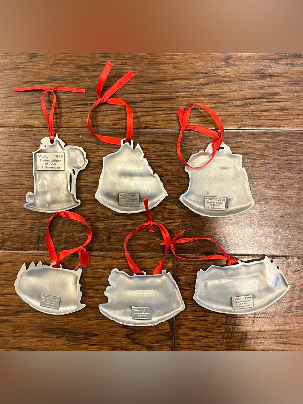 Pewter A. Schumann Limited Edition 1995 - 2000 Christmas Ornaments - Lot of 6 - Picture 8 of 8